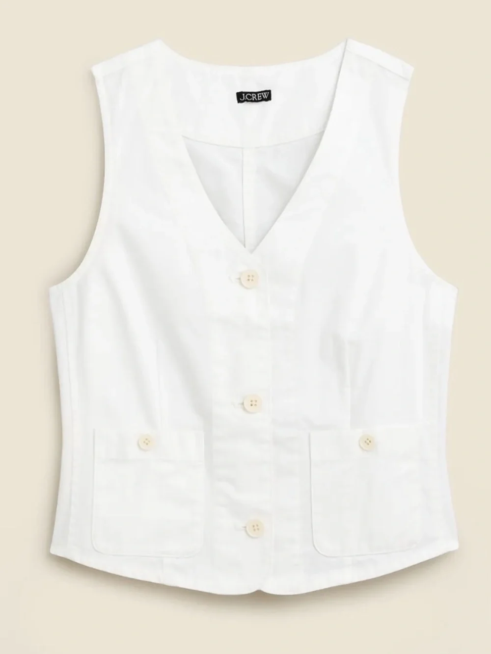 J. Crew White Patch Pocket Chino Vest Size 18 NWT